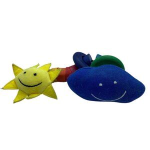 Sun & Cloud Baby Plush with Wooden Rings 7.5” Long Multicolor Toy